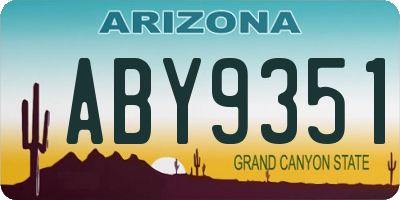 AZ license plate ABY9351