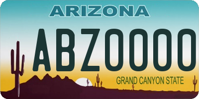 AZ license plate ABZ0000