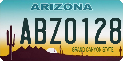AZ license plate ABZ0128