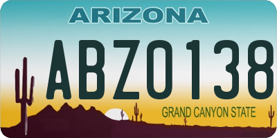 AZ license plate ABZ0138