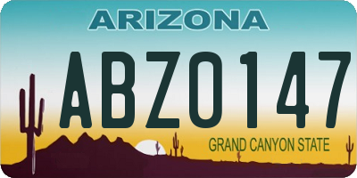 AZ license plate ABZ0147