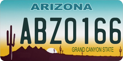 AZ license plate ABZ0166