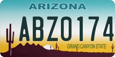 AZ license plate ABZ0174