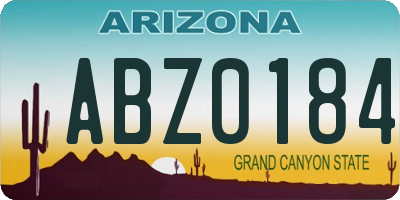 AZ license plate ABZ0184