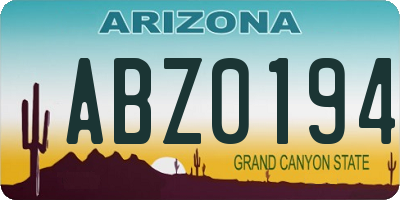 AZ license plate ABZ0194