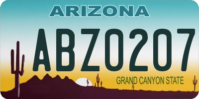 AZ license plate ABZ0207