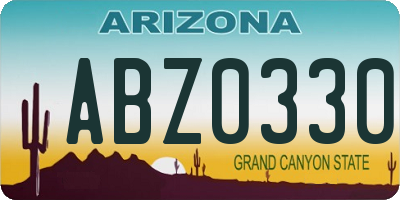AZ license plate ABZ0330