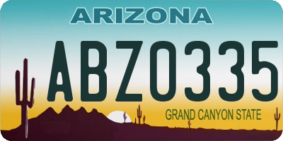 AZ license plate ABZ0335