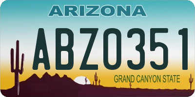 AZ license plate ABZ0351