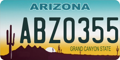 AZ license plate ABZ0355