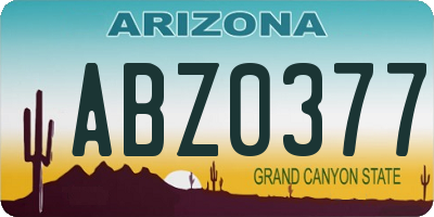 AZ license plate ABZ0377