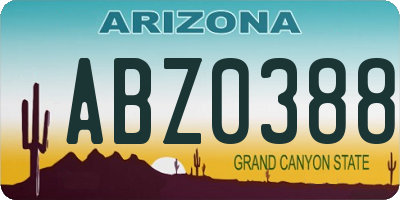 AZ license plate ABZ0388