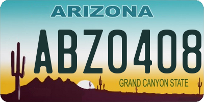 AZ license plate ABZ0408