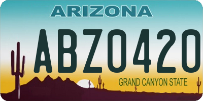 AZ license plate ABZ0420