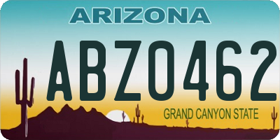 AZ license plate ABZ0462