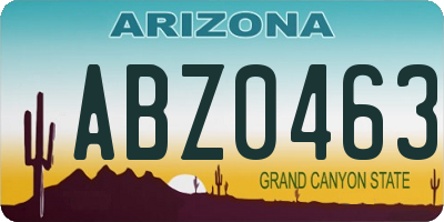 AZ license plate ABZ0463