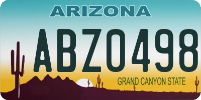 AZ license plate ABZ0498