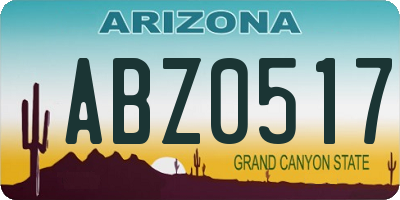 AZ license plate ABZ0517