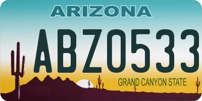 AZ license plate ABZ0533