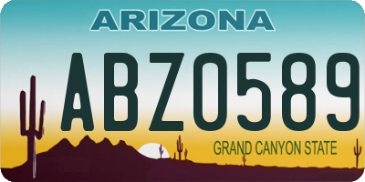 AZ license plate ABZ0589