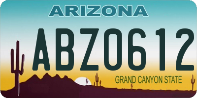 AZ license plate ABZ0612