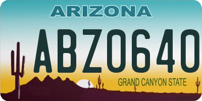 AZ license plate ABZ0640