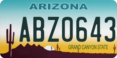 AZ license plate ABZ0643