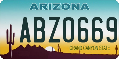 AZ license plate ABZ0669