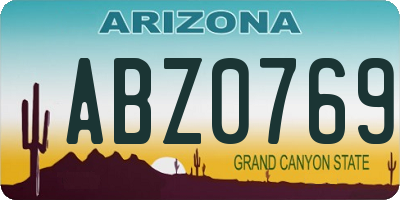 AZ license plate ABZ0769