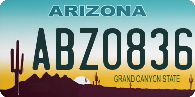 AZ license plate ABZ0836
