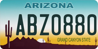 AZ license plate ABZ0880