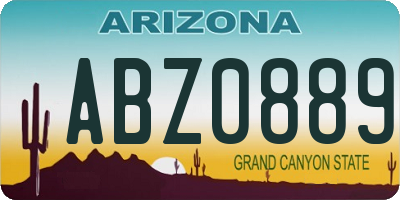 AZ license plate ABZ0889