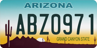 AZ license plate ABZ0971