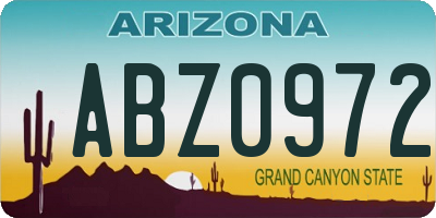 AZ license plate ABZ0972