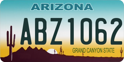 AZ license plate ABZ1062