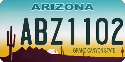 AZ license plate ABZ1102