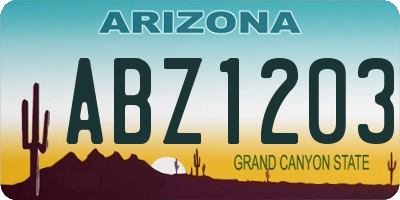 AZ license plate ABZ1203