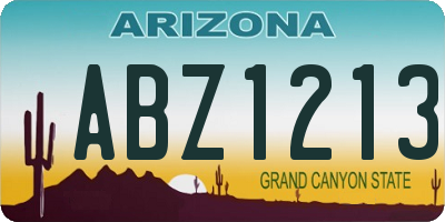 AZ license plate ABZ1213