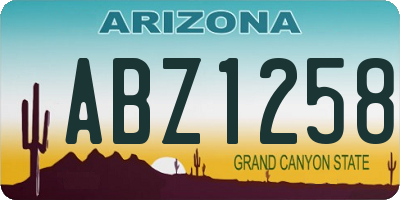 AZ license plate ABZ1258