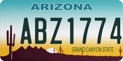 AZ license plate ABZ1774