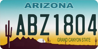 AZ license plate ABZ1804
