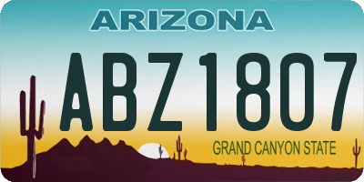 AZ license plate ABZ1807