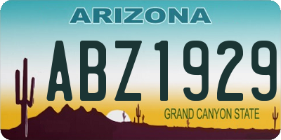 AZ license plate ABZ1929
