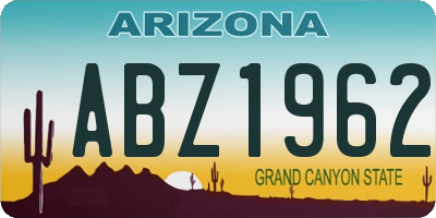AZ license plate ABZ1962