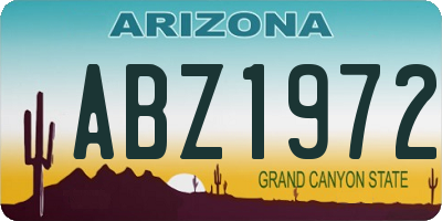 AZ license plate ABZ1972