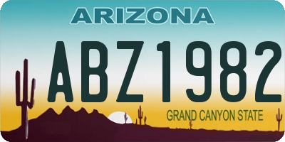 AZ license plate ABZ1982