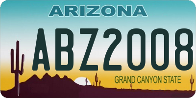 AZ license plate ABZ2008