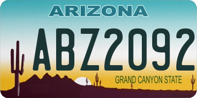 AZ license plate ABZ2092