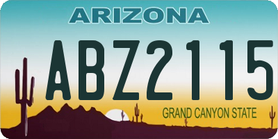 AZ license plate ABZ2115