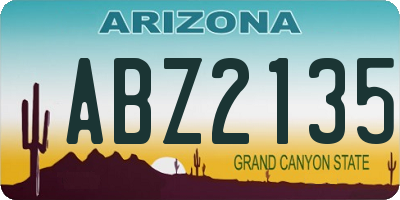 AZ license plate ABZ2135